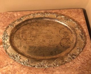 Antique Godinger Silver Plate Serving Tray Large Platter Grapevine Design 17x13”