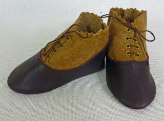 95mm All Leather Shoes For Antique Doll,  Italian Leather,  Shoes,  Brown