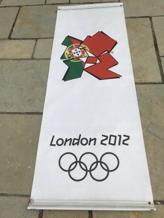 Rare London Paralympic Olympics 2012 Flag Sign Banner Memorabilia White Rings