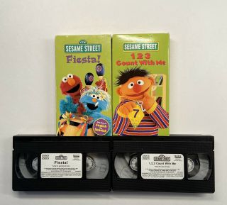 Sesame Street Fiesta English & Spanish Sing & 1 2 3 Count With Me Rare Oop