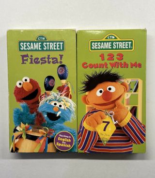 Sesame Street Fiesta ENGLISH & SPANISH SING & 1 2 3 Count With Me RARE OOP 2