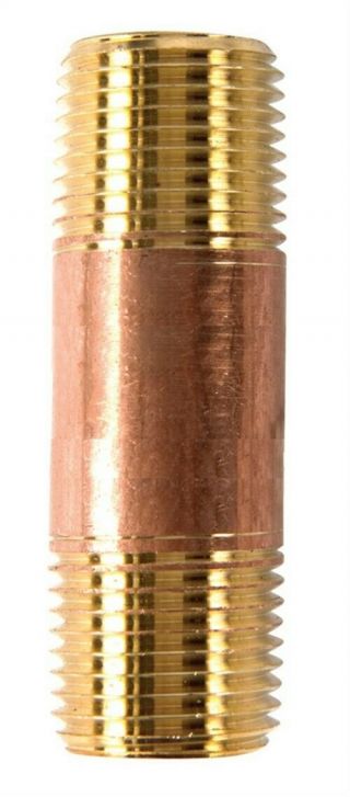 Jmf 1/2 In.  Mpt X 2 - 1/2 In.  L Red Brass Nipple Pack Of 10