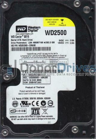 Wd2500ks - 00mjb0,  Dcm Dsbhntjah,  Western Digital 250gb Sata 3.  5 Hard Drive