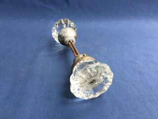 Vintage Antique 12 Point Glass Door Knobs With Shaft Salvage