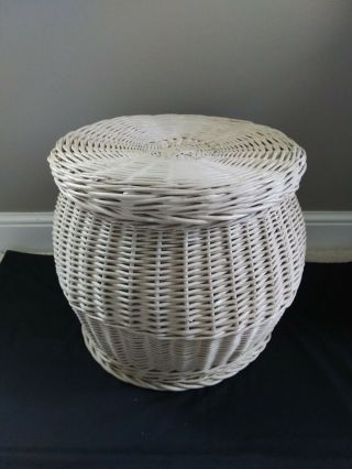 Vintage Large Wicker Woven Wooden Rustic Hamper Storage Container