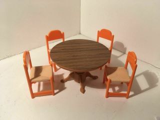 Vintage Tomy Dollhouse Furniture Table & 4 Chairs 27