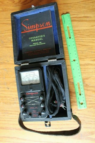 Simpson Electric Model 390 Vintage Volt - Amp - Watt Meter