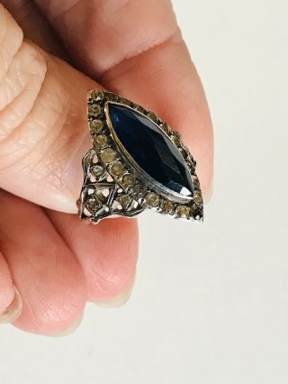 Antique Victorian 9ct Gold And Sterling Silver Paste Ring