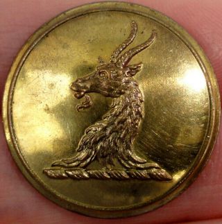 Gilt Brass Antique Livery Button Crest Of A Goat Head G & H Bullivant Backmark