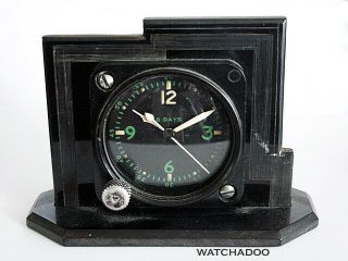 Rare Military Ww2 Aircraft 8 Days Cockpit Clock W Bakelite Stand Waltham Elgin