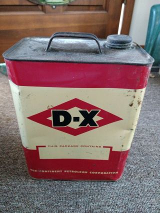 Rare Old " D - X " Oil Co.  Two Gallon Can.  Cool