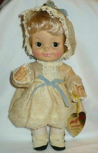 1966 Effanbee Blond Half Pint Doll Dress Hat Shoes Gold Heart Tag Vgc