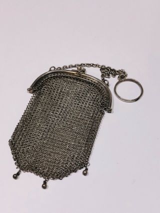 Antique Victorian Sterling Silver Chain Link Purse