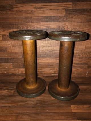 Set Of Two Antique Industial Wooden Spools