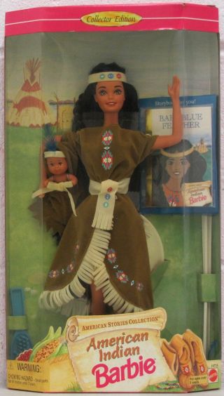 American Indian Barbie Doll & Baby Stories Collector Edition Aged Box 14715 Nrfb