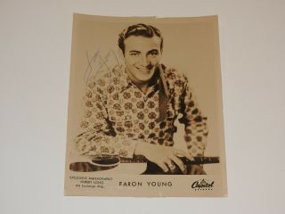 Faron Young Signed 8x10 Photo Country Western Singer Artist Autograph Rare (2)