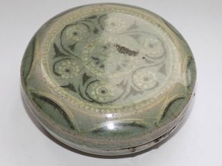 Antique Chinese Pottery Green Celadon Crackle Glaze Lidded Ink Pot