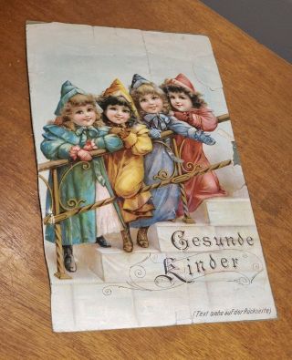Antique Early Adv German Litho Trade Card Gesunde Kinder Pre 1900s