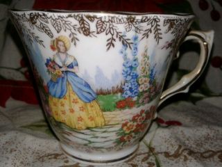 Vintage Colclough Bone China England Tea Cup Lady Flower Garden Gilded