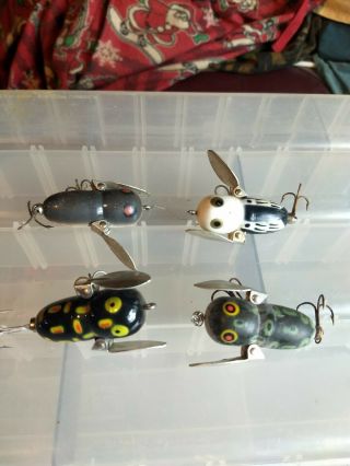 4 Vintage Heddon Tiny Crazy Crawler Spook Fishing Lure Great Colors Cool Lures