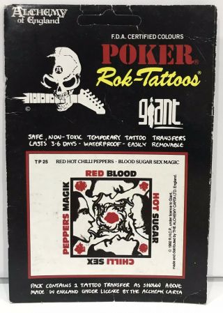 Alchemy Of England Rare Vintage 1992 " Red Hot Chilli Peppers " Poker Rok - Tattoo