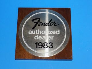 Vintage Fender Guitar And Amplifier Authorized Dealer Plaque Sign From 1983