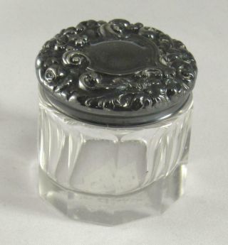 Antique Sterling Silver & Cut Glass Vanity Jar Signed