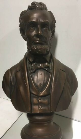 Lg.  Rare Vintage Alexander Backer Chalk Ware President Lincoln Sculpture Bust