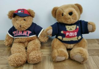 Vintage 1997 Polo Ralph Lauren Plush Teddy Bear Polo And Tommy Hilfiger Bear Hat