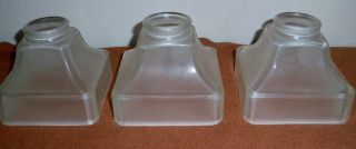 3 Rare Unike Square Vintage Glass Lamp Shade 2 - 1/4 " Fitter Antique