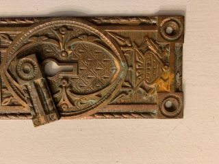 1800’s Victorian Solid Bronze Door Plate Eastlake Raised Design
