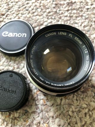 Canon Lens Fl 55mm 1:1.  2 Rare - With Hoya Filter