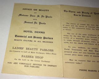 Rare Antique American De Paola ' s Beauty Parlor Hotel Dennis Atlantic City,  NJ 3