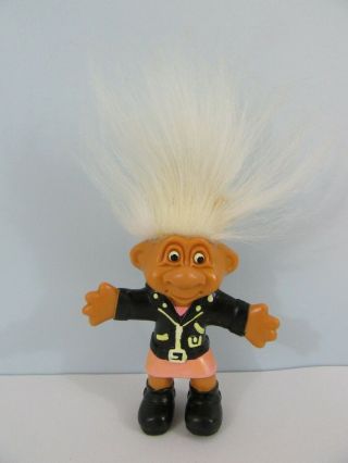 Norfin Bendable 3 " Troll Doll Just Toys - Pink Hair Black Painted Eyes Jacket