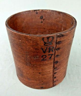 Antique Primitive Bentwood ½ Gallon Dry Grain Measure Stamped V.  R & Crown