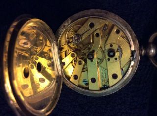 Ladies Very Pretty Victorian Antique Silver Pocket Watch Maker Case Frank Moss 3