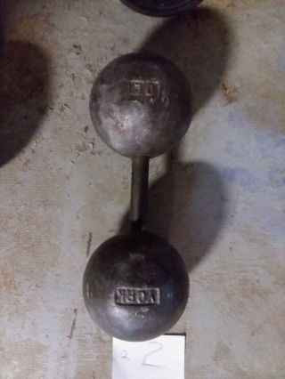 1 Very Old York 70 Lb Pound Vintage Rare Antique Globe Dumbbell 70lb