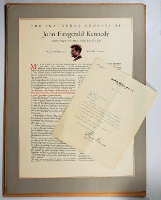 The Inaugural Address Of John F Kennedy W/signed Frank Church Letter Rare