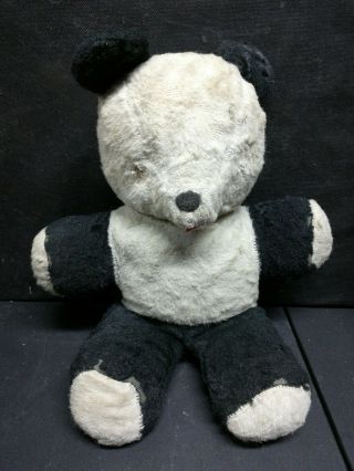 Antique Vintage Panda Bear Black White Stuffed Teddy Bear Old Mohair?