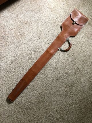 Vintage Tooled Leather Fly Rod Fishing Pole Case Holder