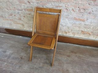 Vintage Church Wood Folding Slat Chair