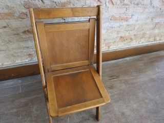 Vintage Church Wood Folding Slat Chair 2