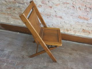 Vintage Church Wood Folding Slat Chair 3