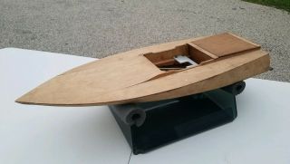 Vintage R/c Racing - Speed Boat Wooden Project Boat 33 " X12 " Rare