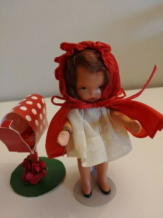 Vintage 5 1/2 " Nancy Ann Storybook Doll Bisque Red Riding Hood W Mailbox Look