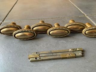 3 Pairs Of Vintage French Brass Door Knobs Handles
