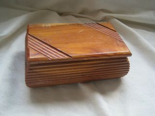 Stunning Vintage Hand Carved Wooden Wood Trinket Box Pine 18cm 12cm 7cm