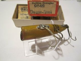 Vintage fishing lure Heddon Chugger Spook first plastic model 2 pc hdw 3