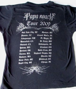 Rare Papa Roach Summer Tour 2008 Concert T Shirt size Medium 3