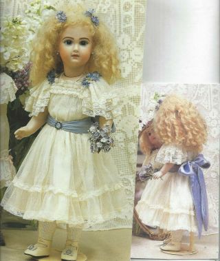 18 " Antique French Jumeau Doll@1890 Lace Trim Yoke Dress Sash Underwear Pattern